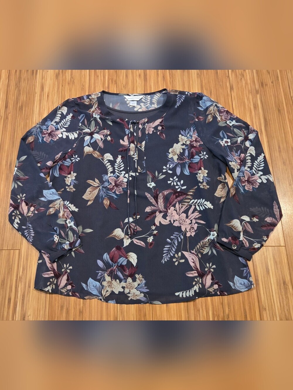 Christopher & Banks Floral Tie-Front Blouse